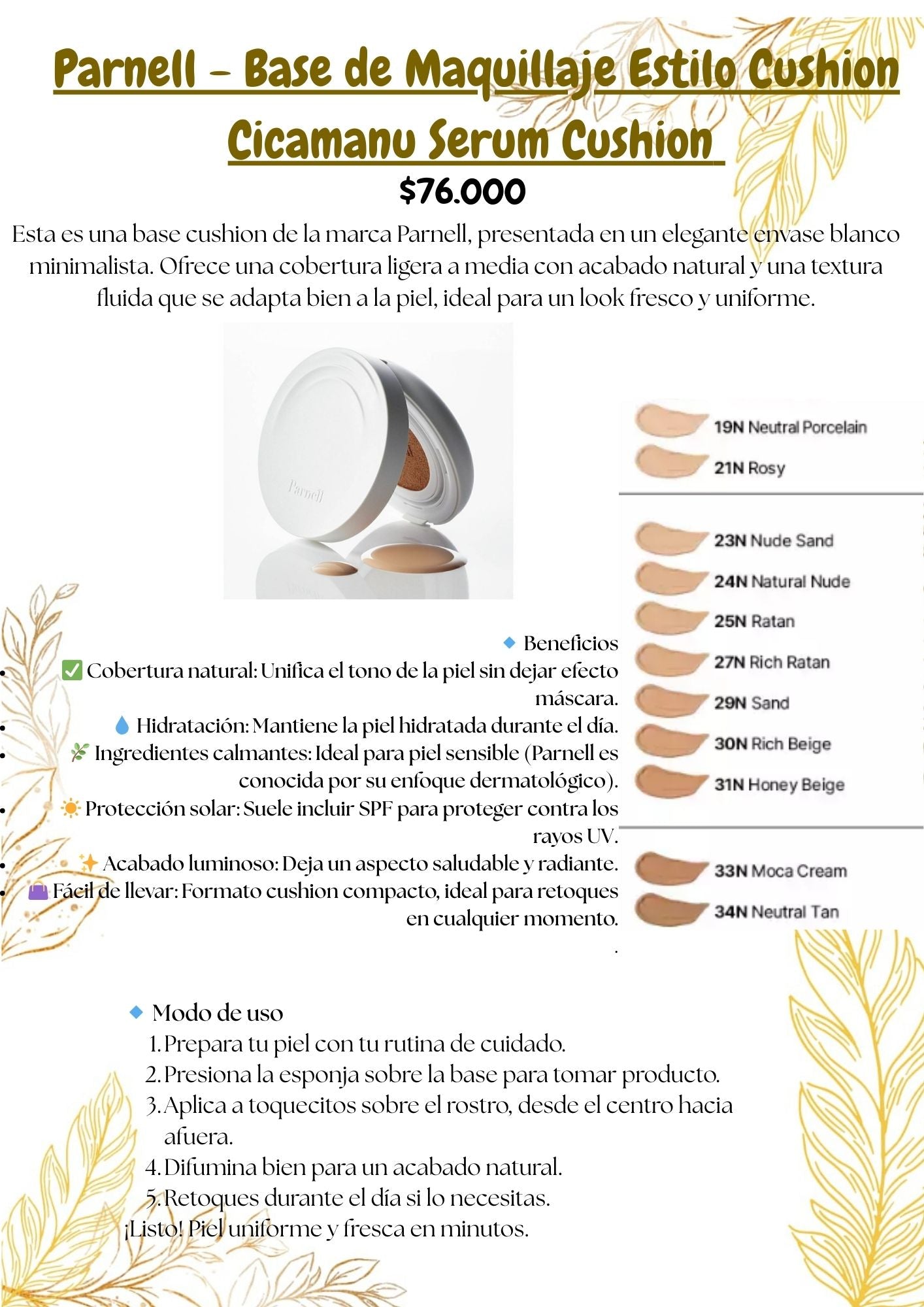 Parnell - Base de Maquillaje Estilo Cushion Cicamanu Serum Cushion