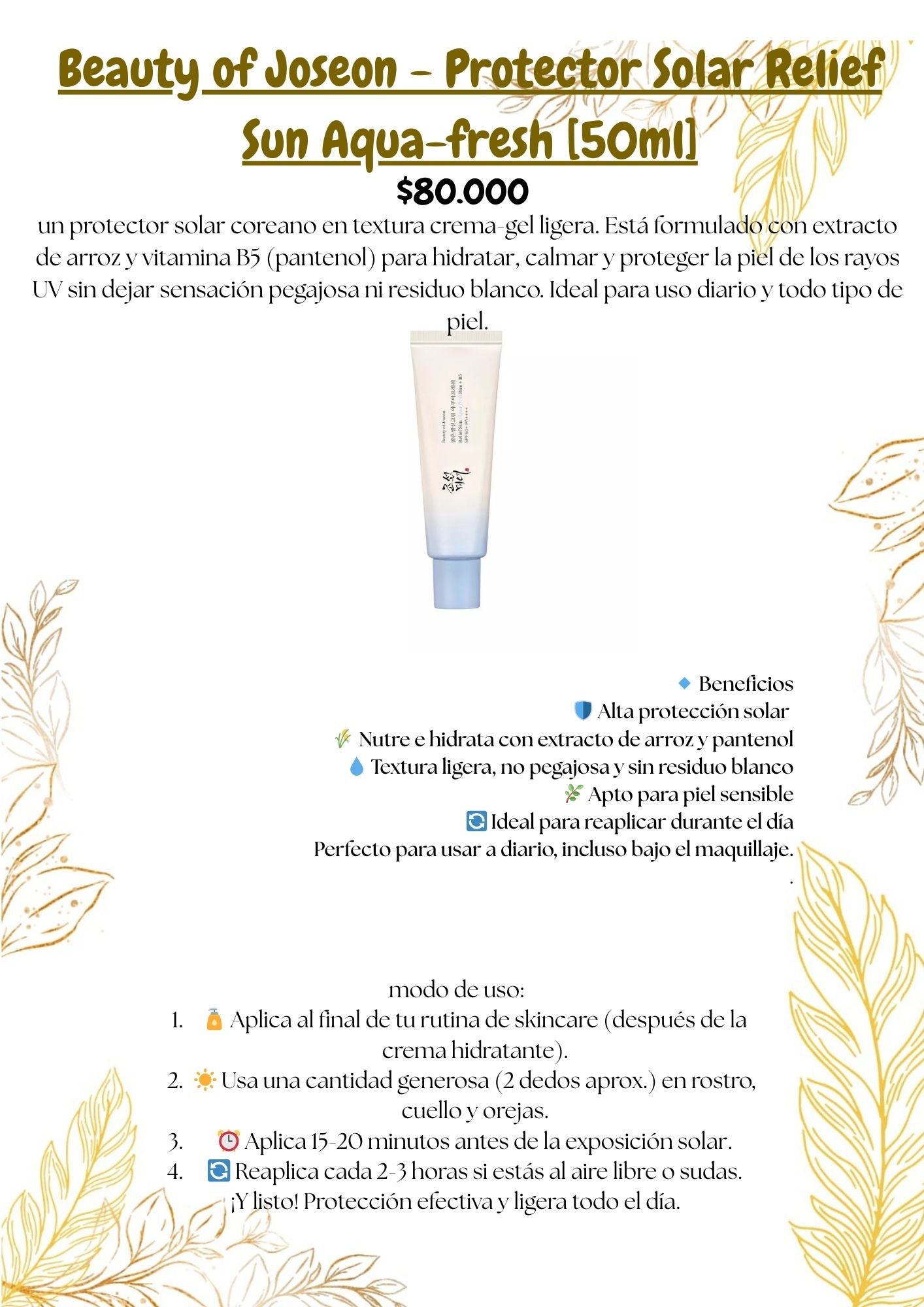 Beauty of Joseon - Protector Solar Relief Sun Aqua-fresh [50ml]